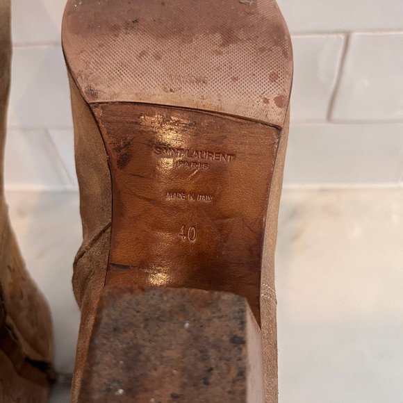 Saint Laurent YSL Rock Embroidered Womens Western Boots, in Tan size 40 - Picture 8 of 9